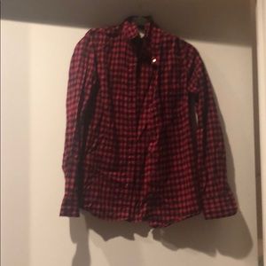 Jcrew navy and red small buffalo check flannel